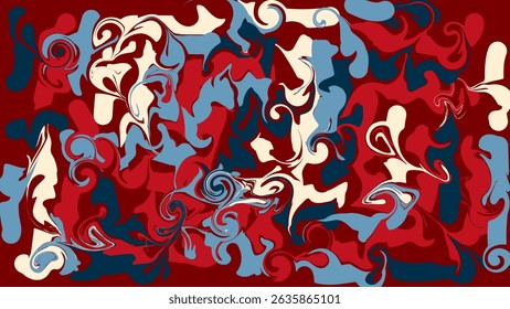 Fondo líquido Abstractas textura pegajosa rojo blanco color azul oscuro