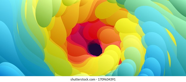 Abstrakter flüssiger Hintergrund. Getriebene Farbe. Digitaler Farbvortex. 3D-Vektorillustration-Illustration.