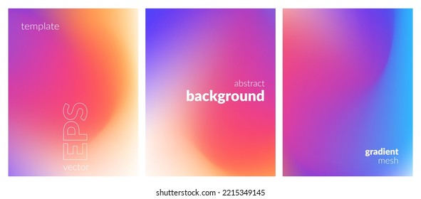 Abstract liquid background. Variation set. Color blend. Blurred fluid texture. Vibrant gradient mesh. Modern template for posters, ad banners, brochures, flyers, covers, websites. EPS vector image - Shutterstock ID 2215349145