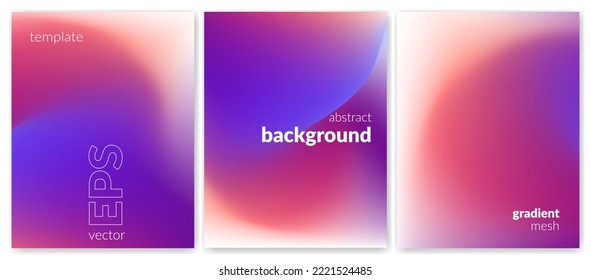 Abstract liquid background. Variation set. Vibrant color blend. Blurred fluid colours. Gradient mesh. Modern design template for posters, ad banners, brochures, flyers, covers, websites. Vector image
