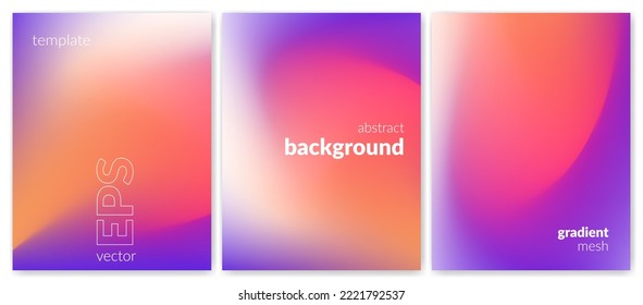 Abstract liquid background. Variation set. Vibrant color blend. Blurred fluid colours. Gradient mesh. Modern design template for posters, ad banners, brochures, flyers, covers, websites. Vector image