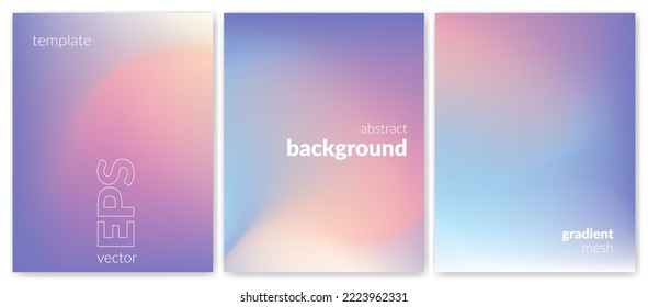 Abstract liquid background. Variation set. Pastel color blend. Blurred fluid colours. Gradient mesh. Modern design template for posters, ad banners, brochures, flyers, covers, websites. Vector image