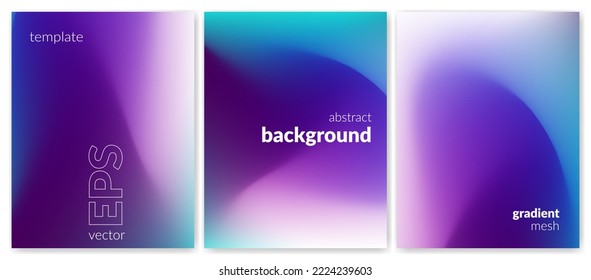 Abstract liquid background. Variation set. Purple color blend. Blurred fluid colours. Gradient mesh. Modern design template for posters, ad banners, brochures, flyers, covers, websites. Vector image