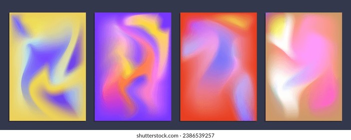 Abstract liquid background. Variation set. Color blend. Blurred fluid texture. Vibrant gradient mesh. Modern template for posters, ad banners, brochures, flyers, covers, websites. Vector im