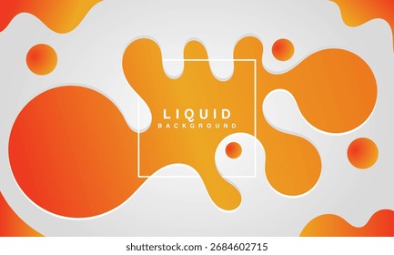 Fundo líquido abstrato em branco e laranja. Plano de fundo líquido abstrato com formas de fluxo suave.