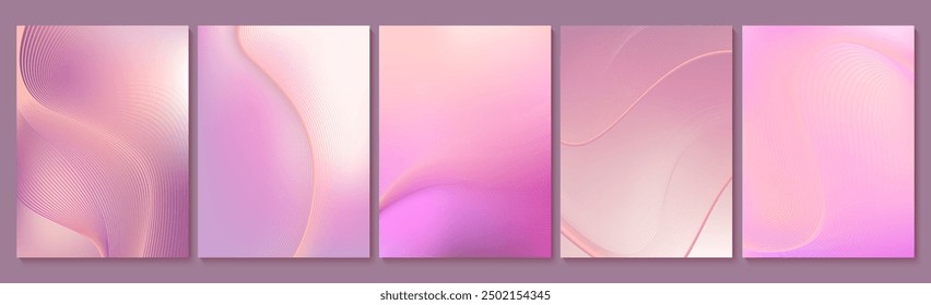 Abstract liquid background. White, violet, beige color blend. Blurred fluid effect. Gradient mesh. Line waves. Design template for posters, banners, brochures, flyers, covers, websites, cards. 