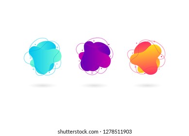 Abstract liquid banner collections. Curvy graphic elements, with gradient, vibrant color, space for text, modern shape, and dynamic style. Backdrop with gradient. Can use for social media wallpaper.