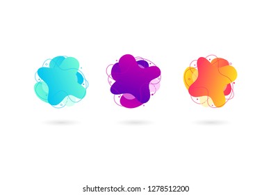 Abstract liquid banner collections. Curvy graphic elements, with gradient, vibrant color, space for text, modern shape, and dynamic style. Backdrop with gradient. Can use for social media wallpaper.