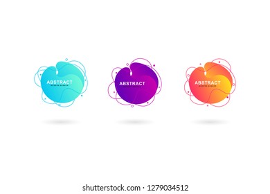 Abstract liquid banner collections. Curvy graphic elements, with gradient, vibrant color, space for text, modern shape, and dynamic style. Backdrop with gradient. Can use for social media wallpaper.