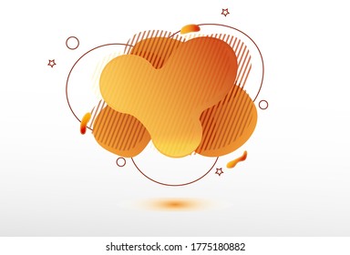 Abstract liquid banner molecular shape with memphis elements