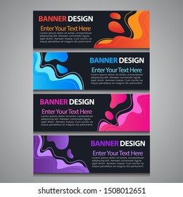 Abstract Liquid Banner Template, modern layout web header, gradient color, advertising, footer. Vector