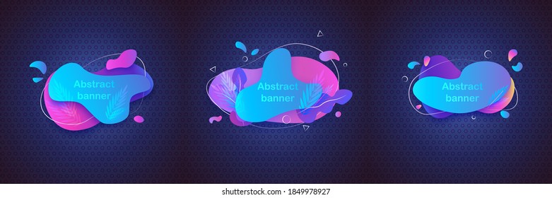 Abstract liquid banners templates. Layout posters in trendy color. Marketing label templates. Vector illustration. EPS 10