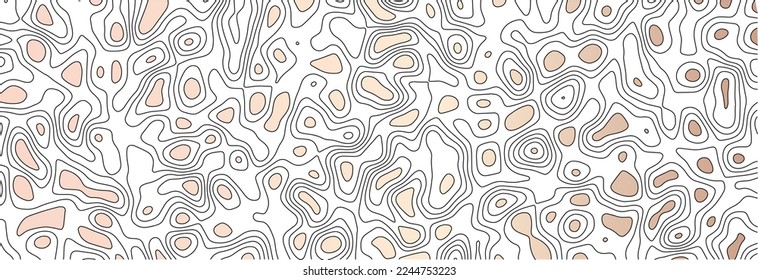Resumen de la línea negra líquida con patrón oro rosa sobre fondo blanco. Ilustración vectorial. 