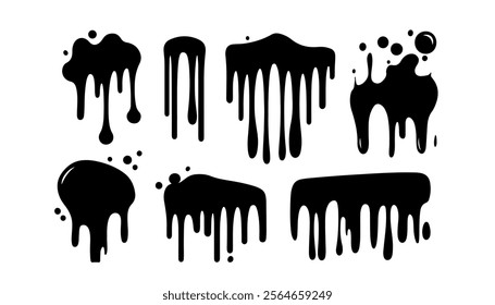 Abstract Liquid Black Paint Graphic Elements
