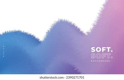 Abstract liquid blue and purple fur background template copy space. Fluid curve backdrop design. Wavy and dynamic shape layer for poster, banner, presentation, catalog, or landing page.
