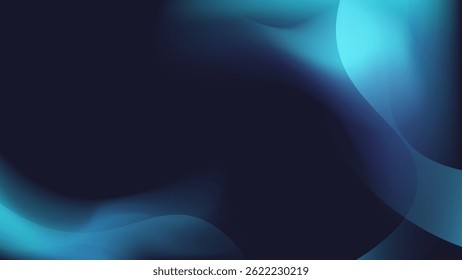 Abstract liquid blue teal gradient on dark background. Landing Page