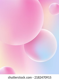 Abstract liquid liquid circles hologram on a colored background. 3D sphere in light pink color. Vector illustration