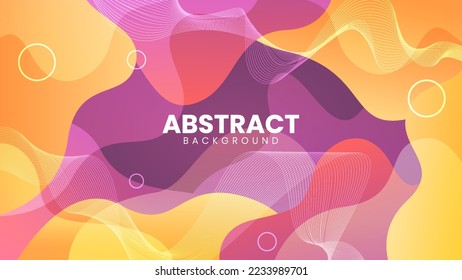 Abstract liquid color background design. Liquid gradient shape composition. Futuristic design poster with purple and yellow combination color.