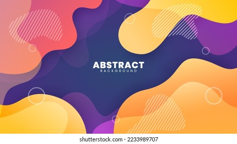 Resumen de diseño de fondo de color líquido. Composición de forma de gradiente líquido. Cartel de diseño futurista con color de combinación morado y amarillo.