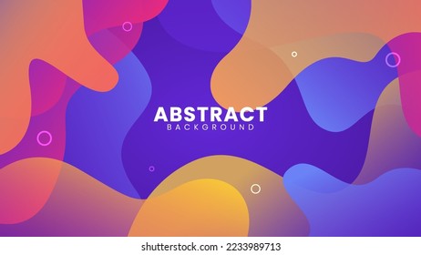 Abstract liquid color background design. Liquid gradient shape composition. Futuristic design poster with purple and yellow combination color.