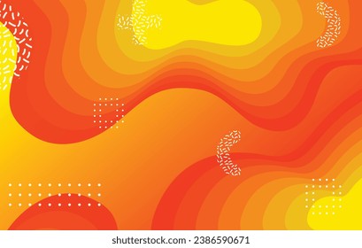 Abstract liquid color background design. Orange and yellow elements with fluid gradient. Dynamic shapes composition.