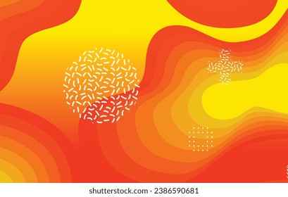 Abstract liquid color background design. Orange and yellow elements with fluid gradient. Dynamic shapes composition.