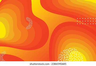 Abstract liquid color background design. Orange and yellow elements with fluid gradient. Dynamic shapes composition.
