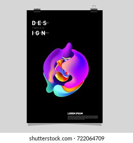 Abstract Liquid color covers set. Fluid shapes composition. Futuristic design posters. Vector layout design template.