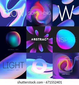 Conjunto de colores líquido abstracto. Ilustración diseños de boletines de moda, carteles para imprenta o web, medios de comunicación, material promocional - vectores de existencias