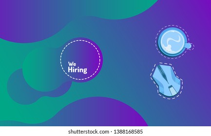 abstract liquid colorful background. we hiring and new jobs team members. a chair for candidate. join us. vector illustration eps10
