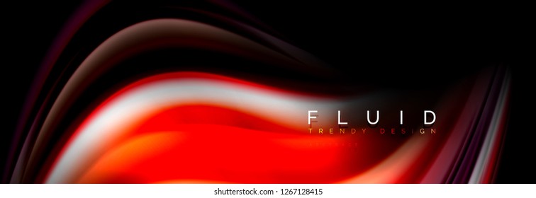 Abstract liquid colorful banner. Trendy vector wavy dynamic design. Fluid color shapes.