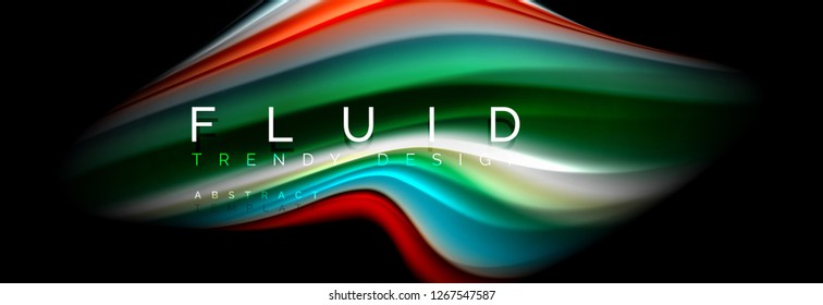 Abstract liquid colorful banner. Trendy vector wavy dynamic design. Fluid color shapes.