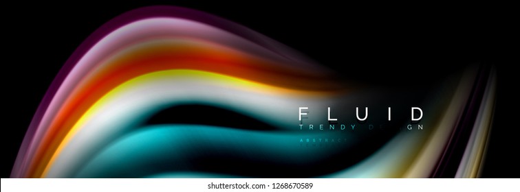 Abstract liquid colorful banner. Trendy vector wavy dynamic design. Fluid color shapes.