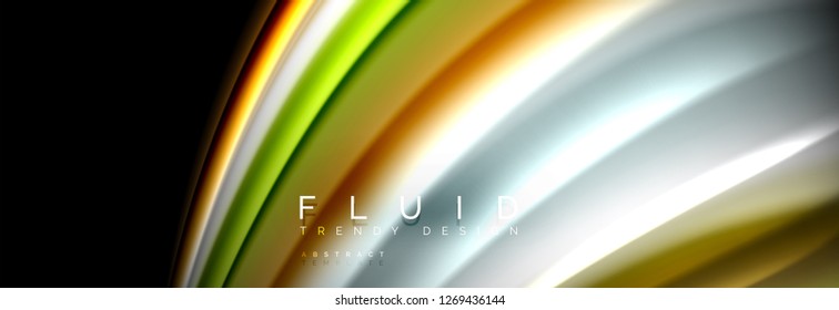 Abstract liquid colorful banner. Trendy vector wavy dynamic design. Fluid color shapes.