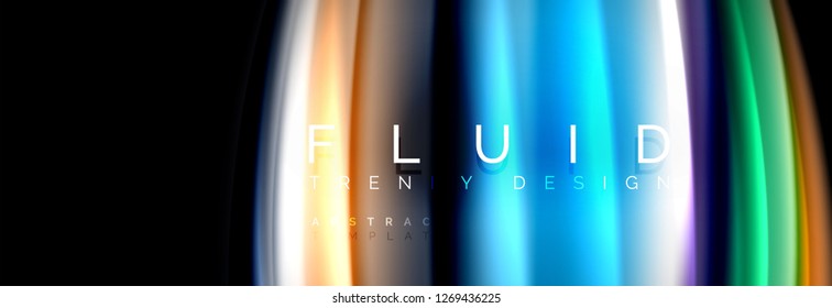 Abstract liquid colorful banner. Trendy vector wavy dynamic design. Fluid color shapes.
