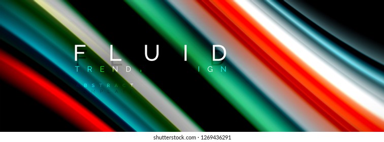 Abstract liquid colorful banner. Trendy vector wavy dynamic design. Fluid color shapes.
