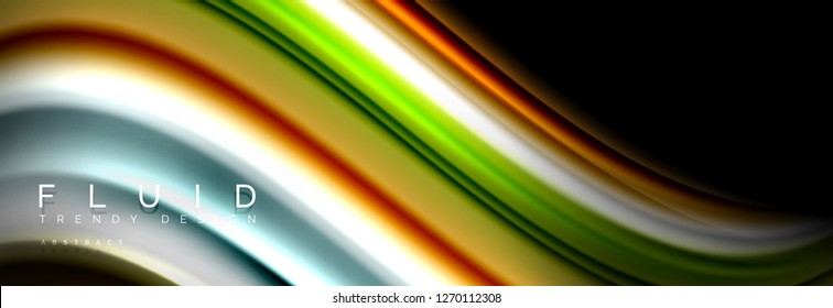 Abstract liquid colorful banner. Trendy vector wavy dynamic design. Fluid color shapes.