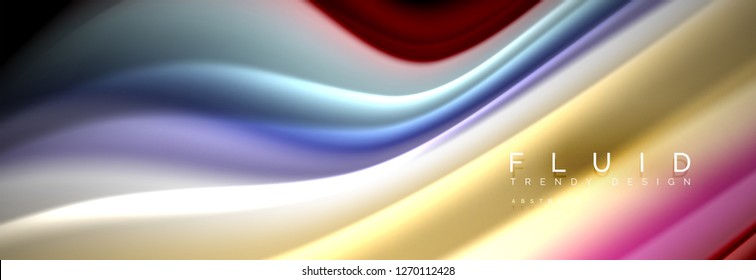 Abstract liquid colorful banner. Trendy vector wavy dynamic design. Fluid color shapes.
