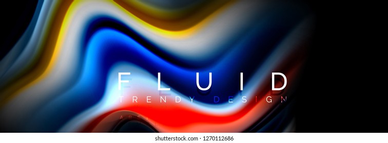 Abstract liquid colorful banner. Trendy vector wavy dynamic design. Fluid color shapes.