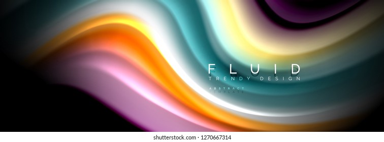 Abstract liquid colorful banner. Trendy vector wavy dynamic design. Fluid color shapes.