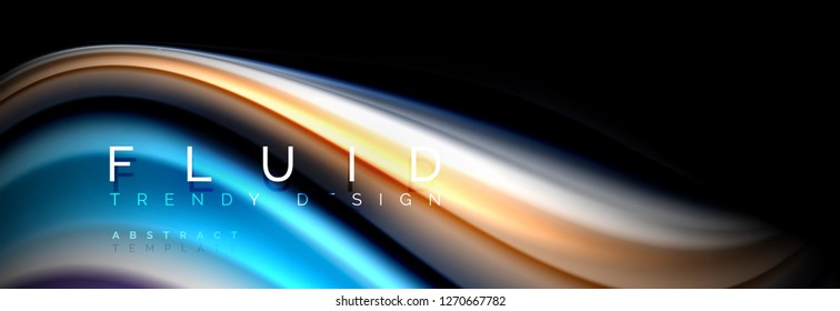 Abstract liquid colorful banner. Trendy vector wavy dynamic design. Fluid color shapes.