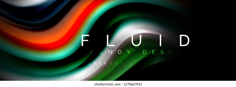 Abstract liquid colorful banner. Trendy vector wavy dynamic design. Fluid color shapes.