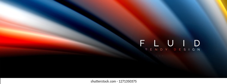 Abstract liquid colorful banner. Trendy vector wavy dynamic design. Fluid color shapes.