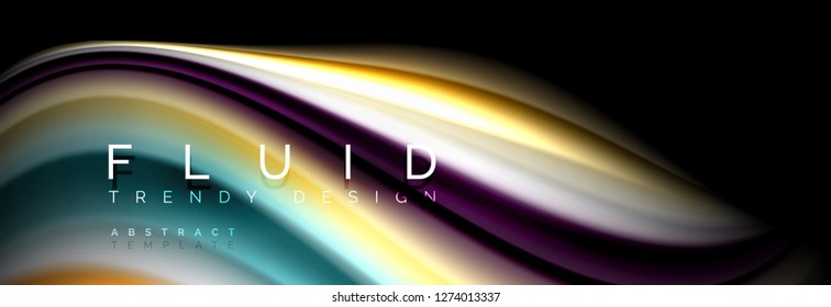 Abstract liquid colorful banner. Trendy vector wavy dynamic design. Fluid color shapes.