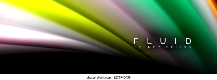 Abstract liquid colorful banner. Trendy vector wavy dynamic design. Fluid color shapes.