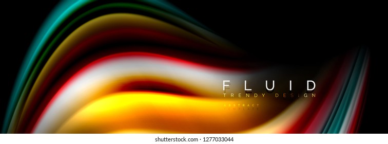 Abstract liquid colorful banner. Trendy vector wavy dynamic design. Fluid color shapes.