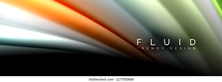 Abstract liquid colorful banner. Trendy vector wavy dynamic design. Fluid color shapes.