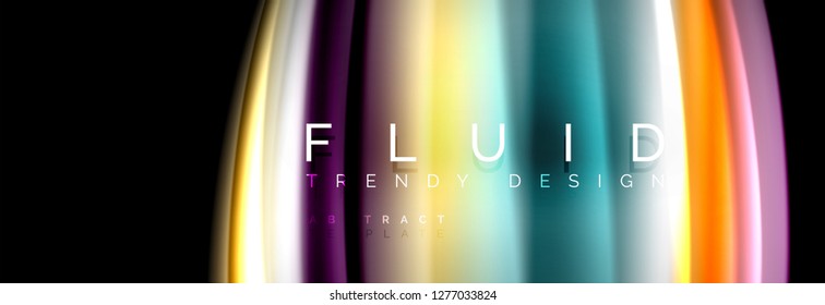 Abstract liquid colorful banner. Trendy vector wavy dynamic design. Fluid color shapes.