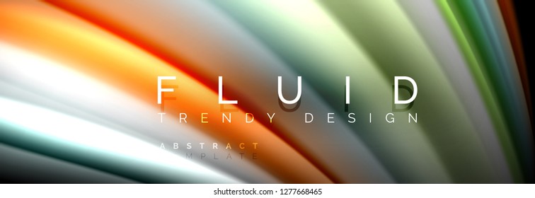 Abstract liquid colorful banner. Trendy vector wavy dynamic design. Fluid color shapes.