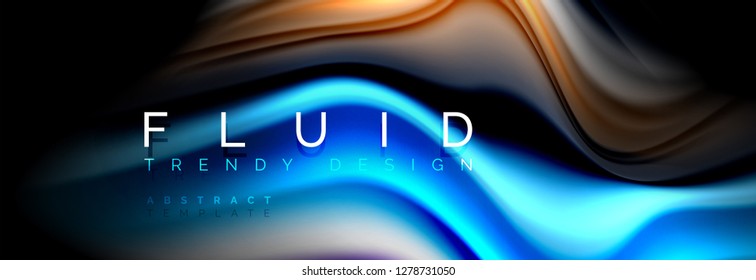 Abstract liquid colorful banner. Trendy vector wavy dynamic design. Fluid color shapes.